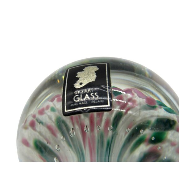 KERRY GLASS Paperweight with Handcrafted Floral Design Ireland Vintage - Picture 9 of 10